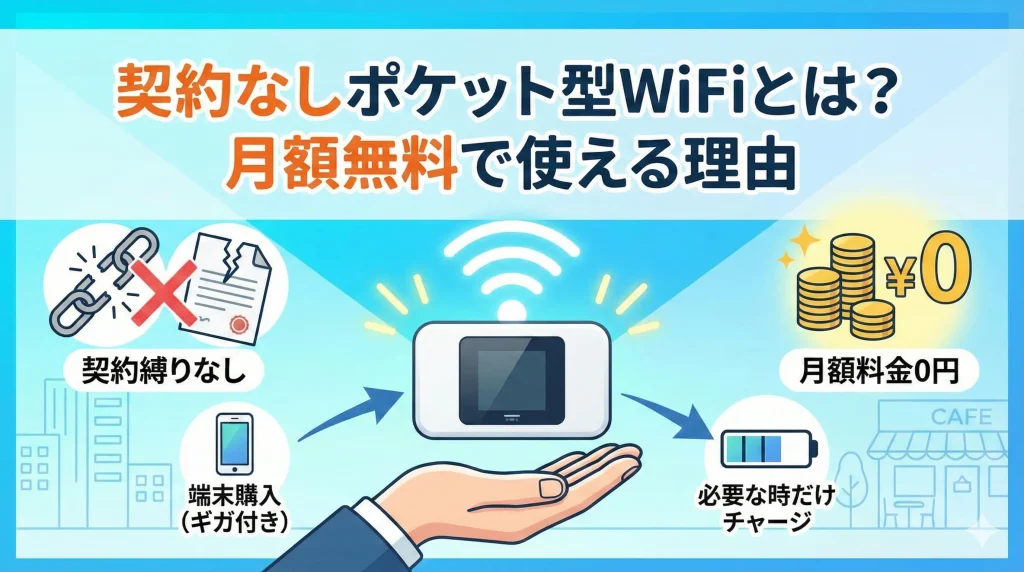 契約なしポケット型WiFiとは?月額無料で使える理由