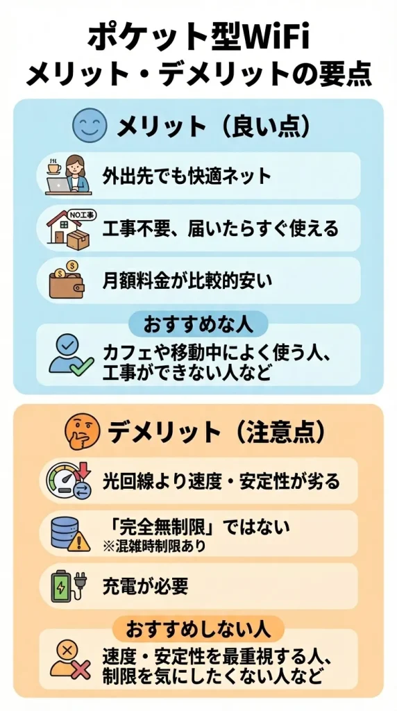 ポケット型WiFiのメリット・デメリット